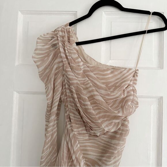 MISHA Jaylene One Shoulder Animal Print Cocktail Dress - Picture 5 of 10